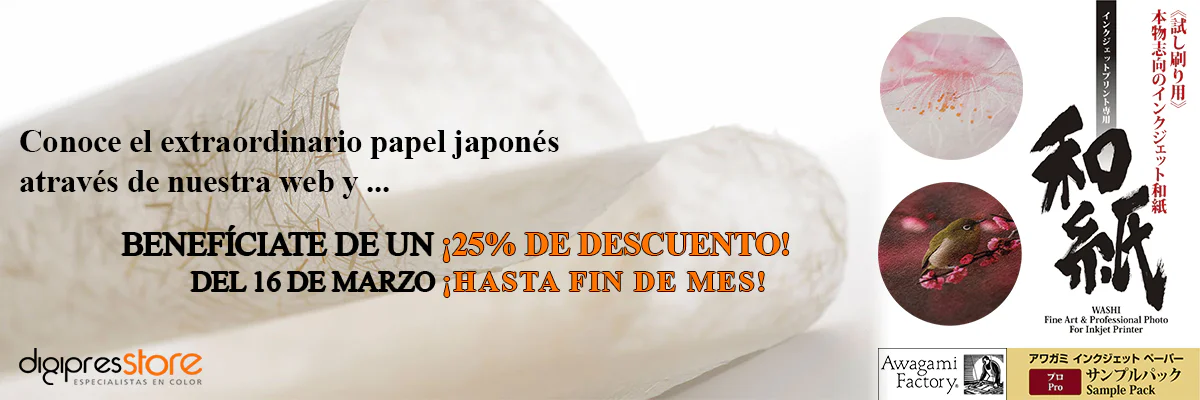 Promoci�n de un descuento de 25% en papeles Awagami hasta fin de mes de marzo de 2026